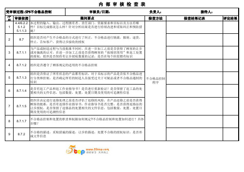 IATF16949不合格品控制内部审核检查表
