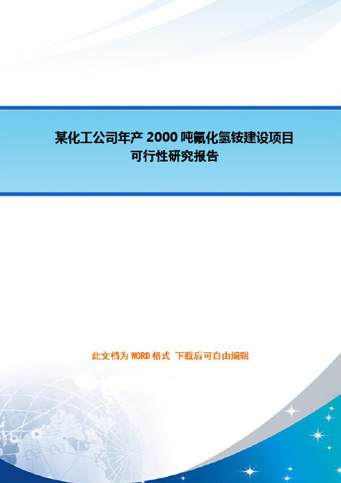 某化工公司年产2000吨氟化氢铵建设项目可行性研究报告