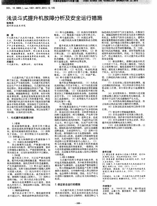 浅谈斗式提升机故障分析及安全运行措施