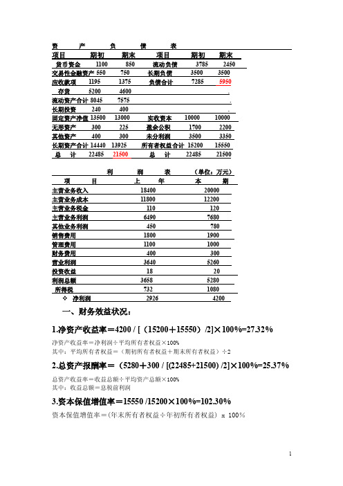 【2017年整理】资产负债表分析（含公式）