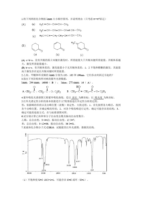 现代波谱分析化学第三次作业