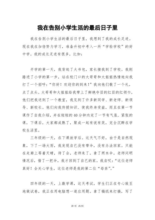 我在告别小学生活的最后日子里_初一作文