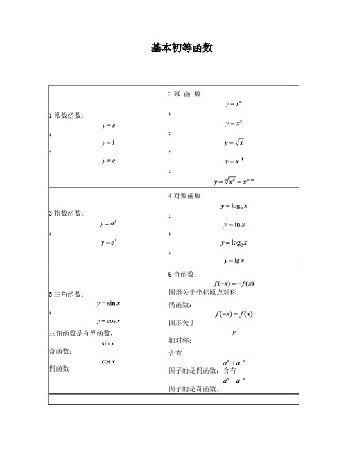 基本初等函数公式总结