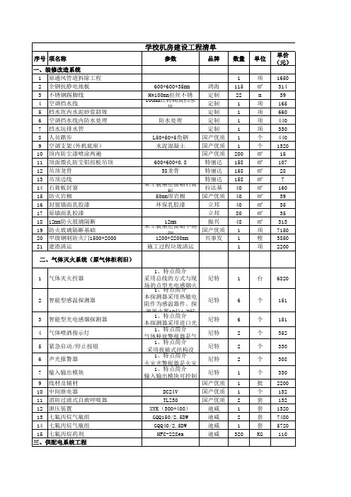 机房搬迁建设清单含报价