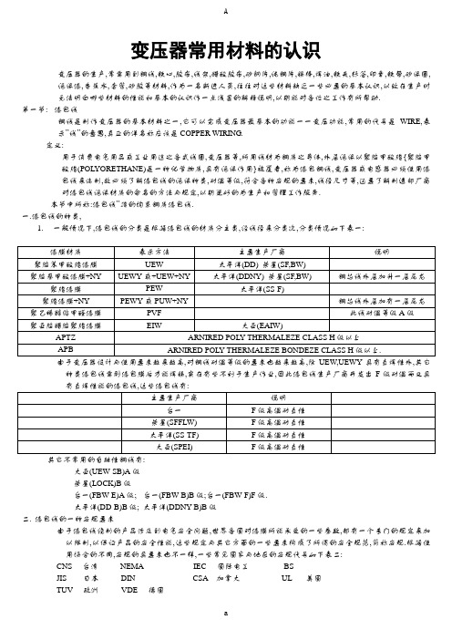 变压器常用材料的认识