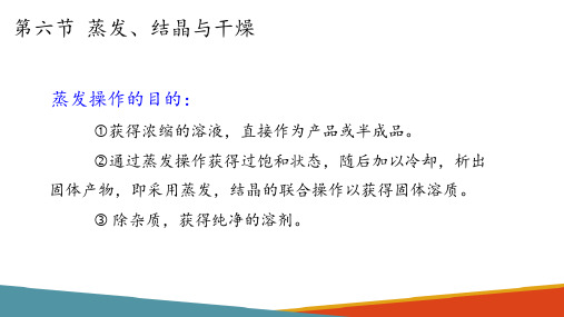 发酵产物的分离提取—蒸发、结晶与干燥