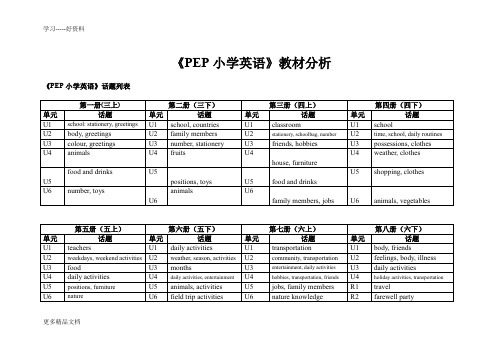 最新PEP小学英语全套教材分析