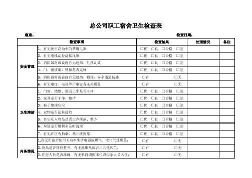 宿舍卫生检查表