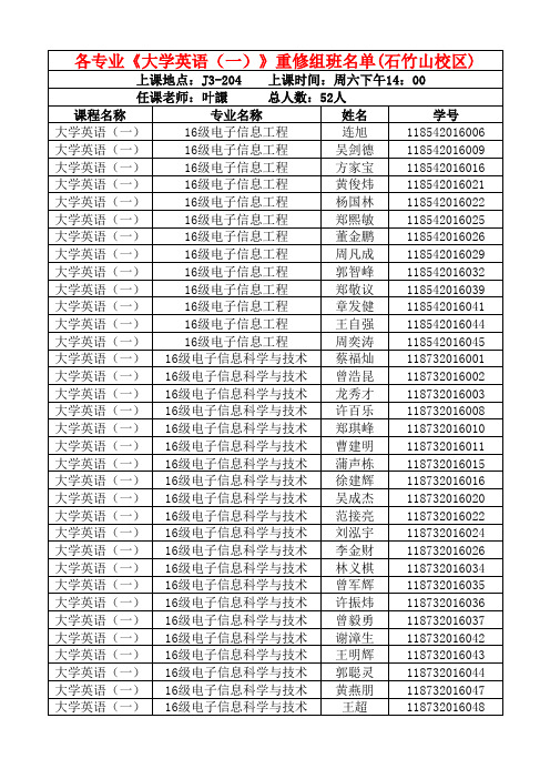 2016-2017-2重修组班安排表