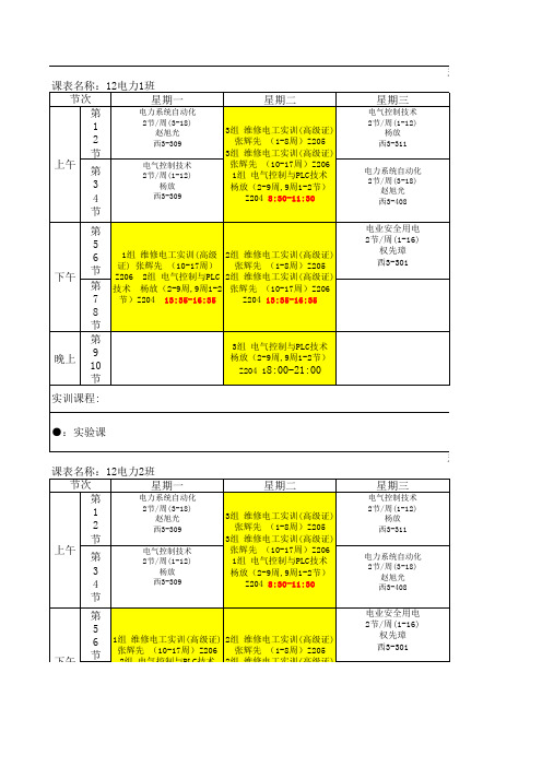 机电12班级课表(含实训课) 2.14