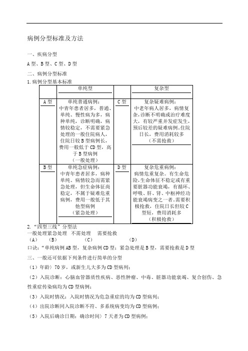 病例分型标准及方法