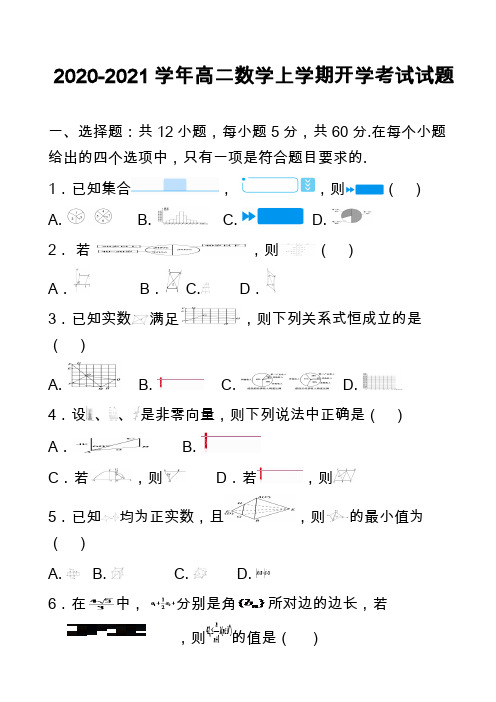 2020-2021学年高二数学上学期开学考试试题_8