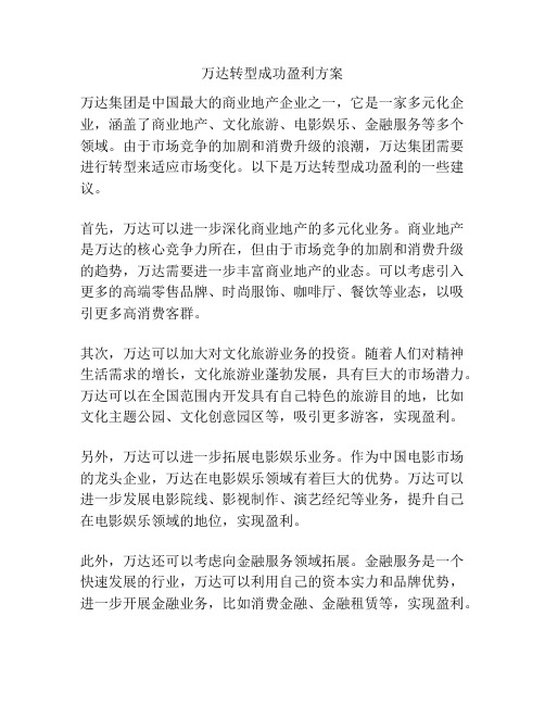 万达转型成功盈利方案