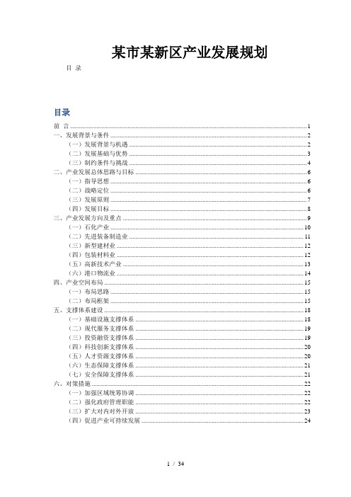 某市某新区产业发展规划word参考模板