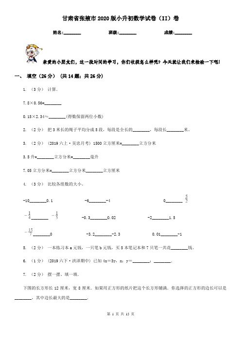 甘肃省张掖市2020版小升初数学试卷(II)卷