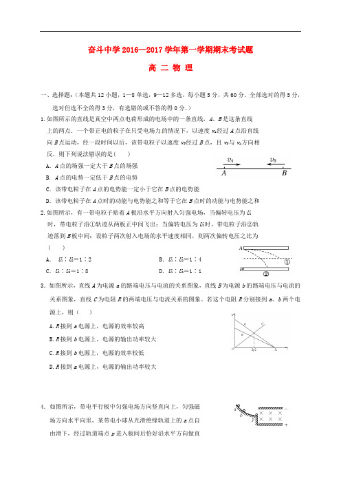 内蒙古杭锦后旗奋斗中学高二物理上学期期末考试试题