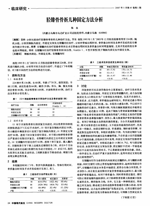 胫腓骨骨折几种固定方法分析