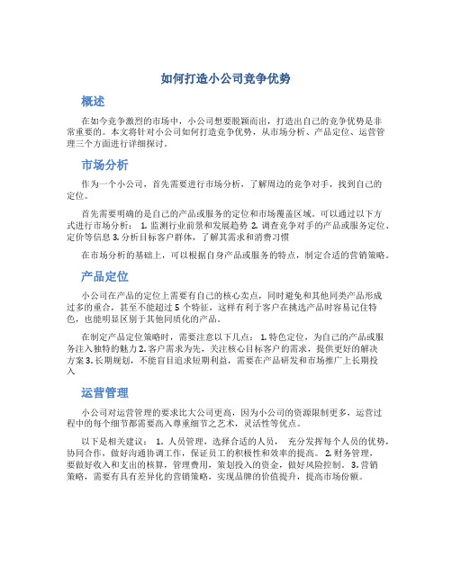 如何打造小公司竞争优势