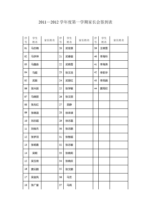 家长会签到表