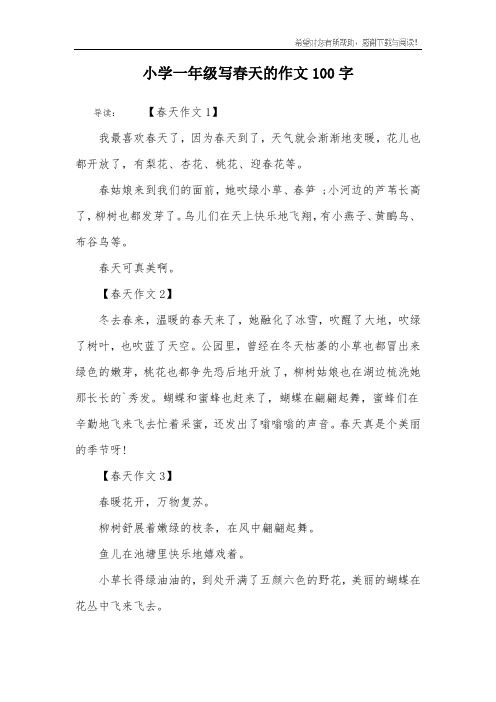 小学一年级写春天的作文100字