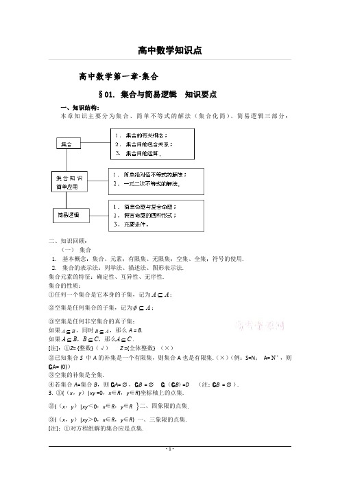 高中数学笔记总结【高一至高三-很全】