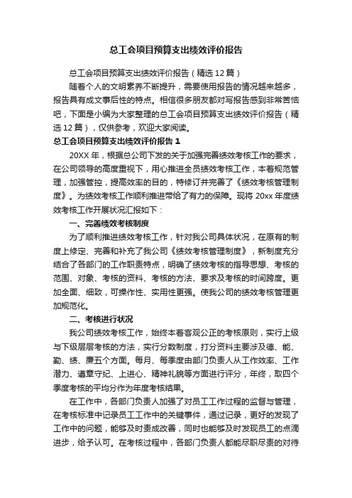 总工会项目预算支出绩效评价报告（精选12篇）