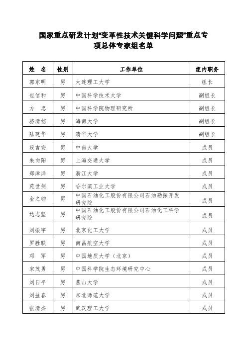 国家重点研发计划变革性技术关键科学问题重点专项总体