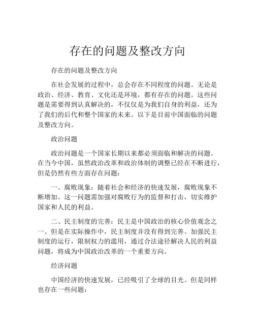 存在的问题及整改方向