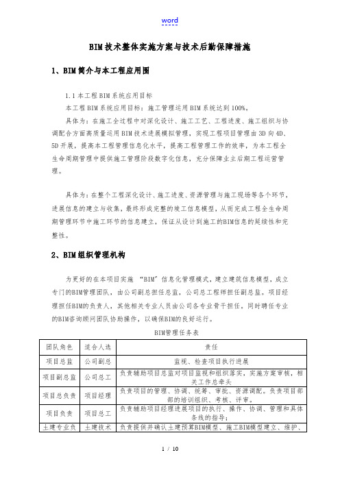 BIM技术整体实施计划方案与技术后勤保障措施