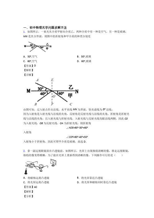 中考物理—光学问题求解方法的综合压轴题专题复习附答案