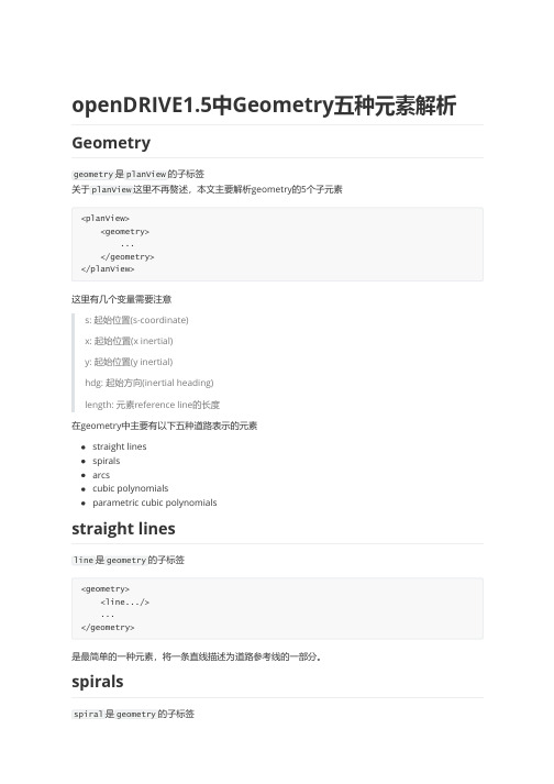 openDRIVE1.5中Geometry五种元素解析