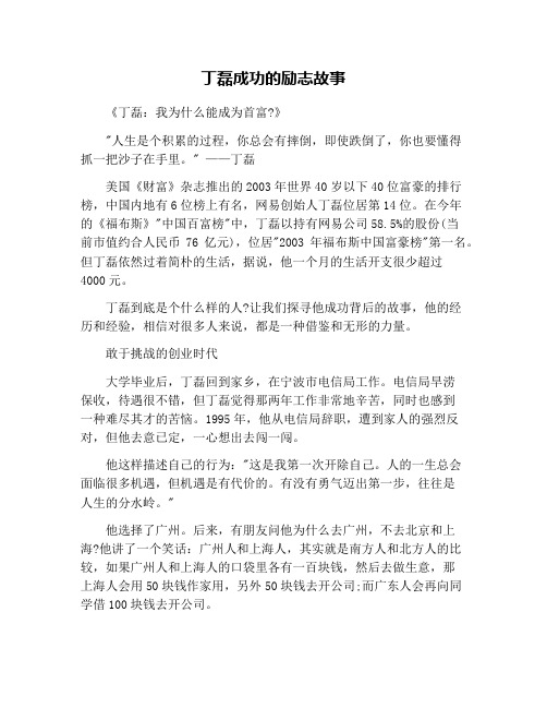 丁磊成功的励志故事