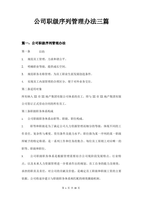 公司职级序列管理办法三篇