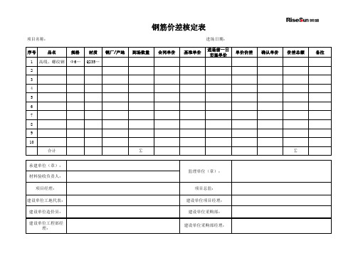 钢筋价差核定表【随时报验】