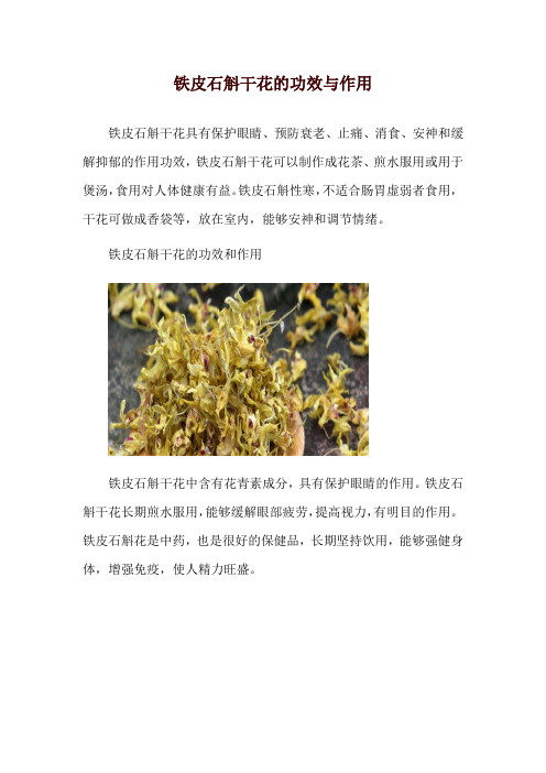 铁皮石斛干花的功效与作用