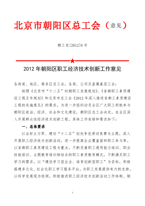 北京市朝阳区总工会(意见)