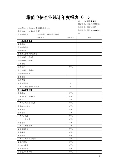 [VIP专享]增值电信企业统计年度报表(一)