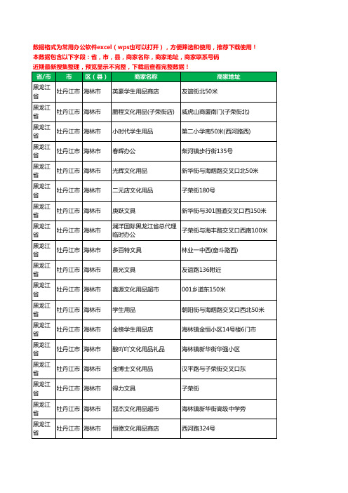 2020新版黑龙江省牡丹江市海林市办公用品工商企业公司商家名录名单联系电话号码地址大全24家