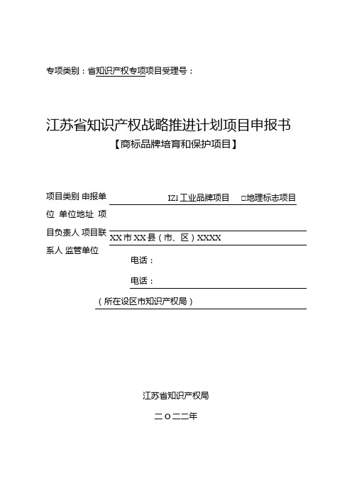 3-2-2022年度省商标品牌培育和保护项目申报书(工业品牌)