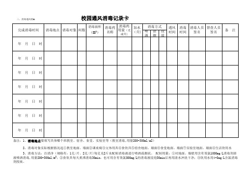 校园通风消毒记录表