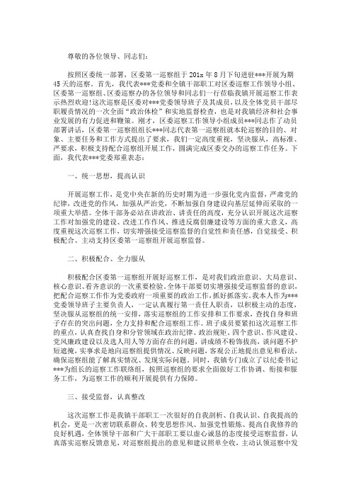 精选最新在巡察巡视工作动员会上的表态发言三篇