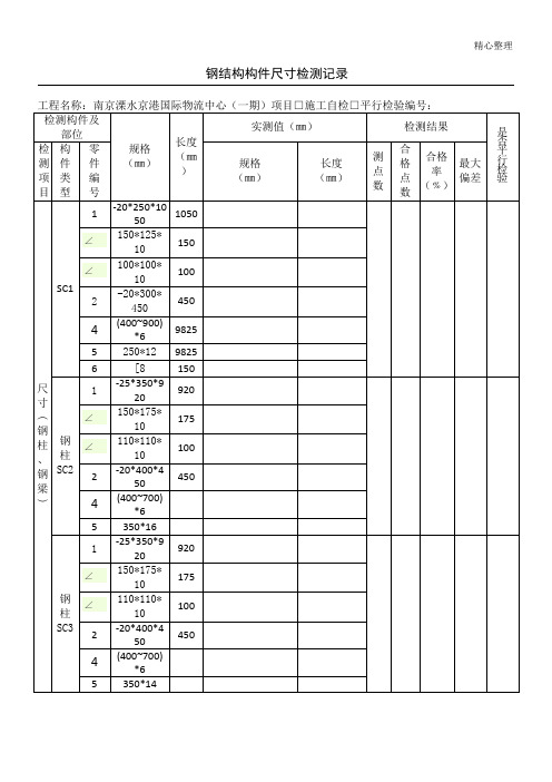 钢结构工程构件尺寸检测记录1