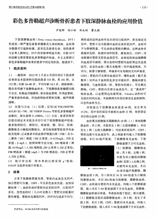 彩色多普勒超声诊断骨折患者下肢深静脉血栓的应用价值