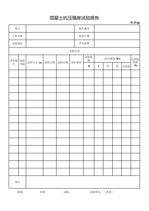 混凝土抗压强度试验报告