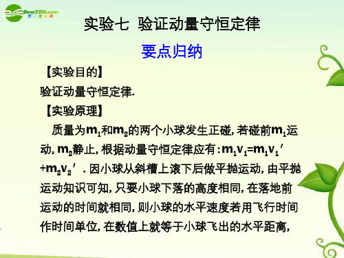 高考物理 实验七 验证动量守恒定律课件  新人教版