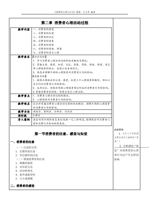消费者心理与行为教学教案(共15章)第二章 消费者心理活动过程