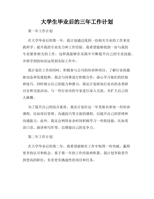 大学生毕业后的三年工作计划