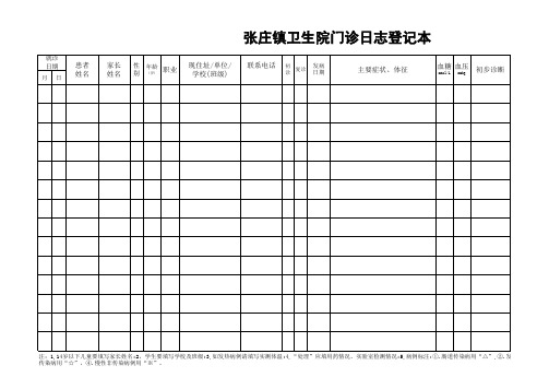 综合门诊日志登记本