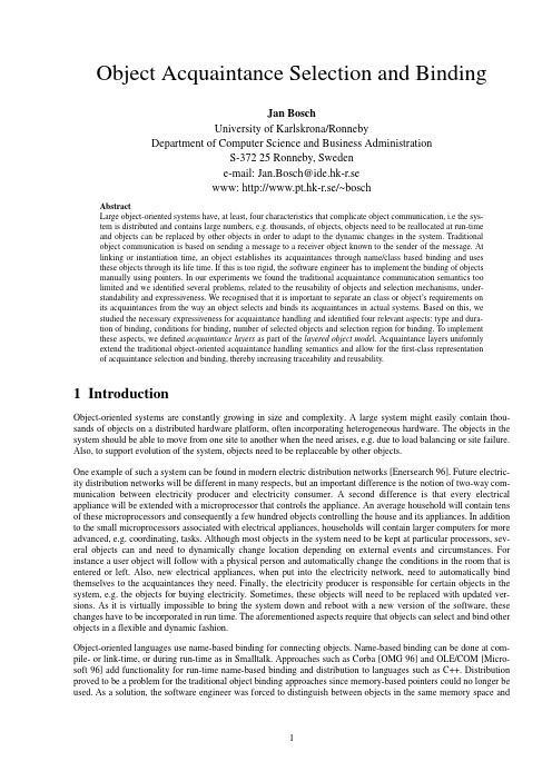 1 Object Acquaintance Selection and Binding