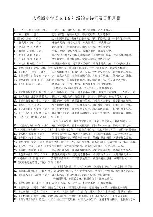 人教版小学语文教材中的古诗词(大全)